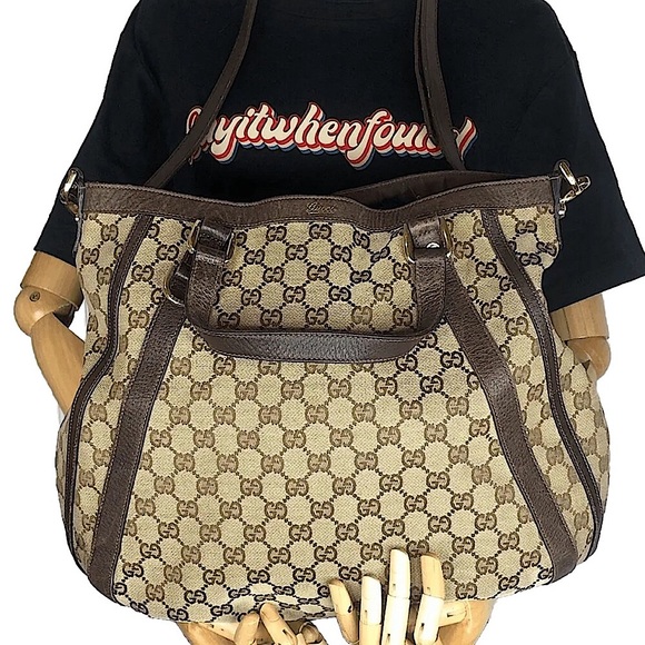 GUCCI Abbey GG Web Monogram Canvas Brown Leather Crossbody Shoulder Bag - Picture 17 of 17